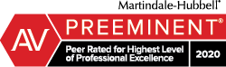 Martindale-Hubbell | AV | Preeminent | Peer Rated For Highest Level of Professional Excellence | 2020